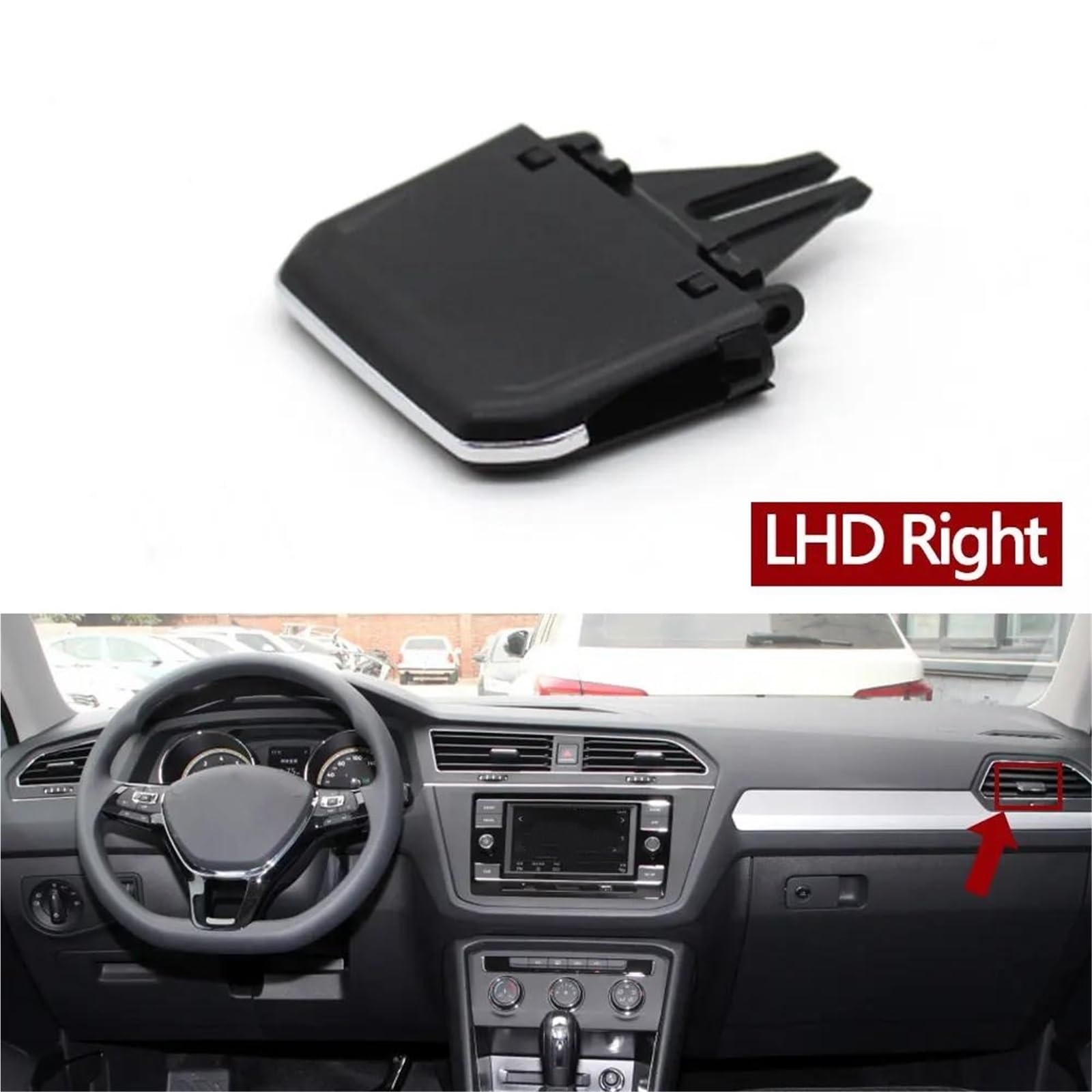 Bocchette dell'Aria per VW per Tiguan 2017-2022 Linguetta Presa d'Aria Climatizzatore Cruscotto Anteriore Dell'auto Clip Scorrevole Griglia Dell'ugello(LHD Right 1PC)