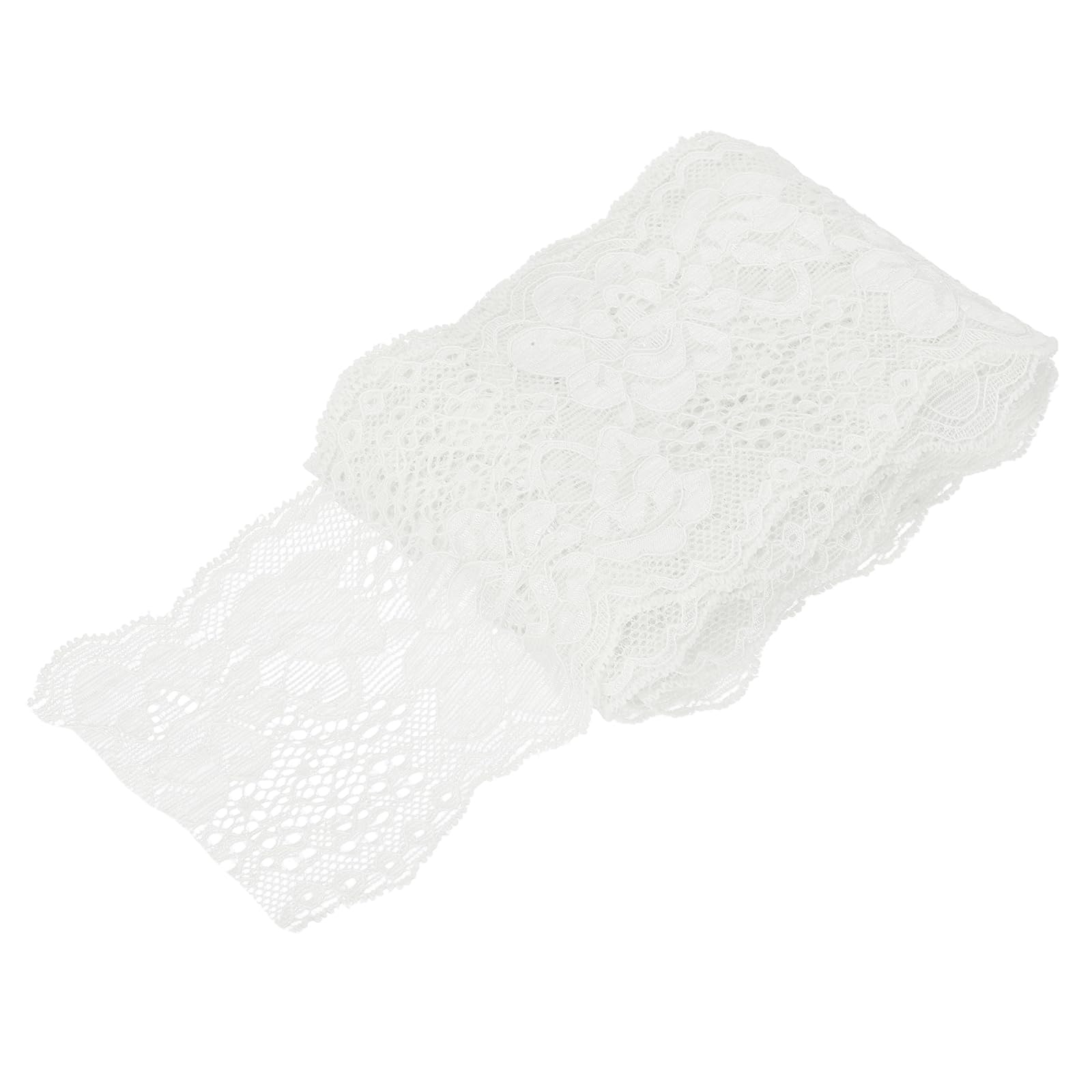 sourcing map 3 Inch Wide 5 Yard Elastic Lace Ribbon Light White Floral Pattern Stretch Lace Trim Embroidered Fabric for Sewing Making and DIY Crafts Gift Wrapping Bouquets Wedding Decor