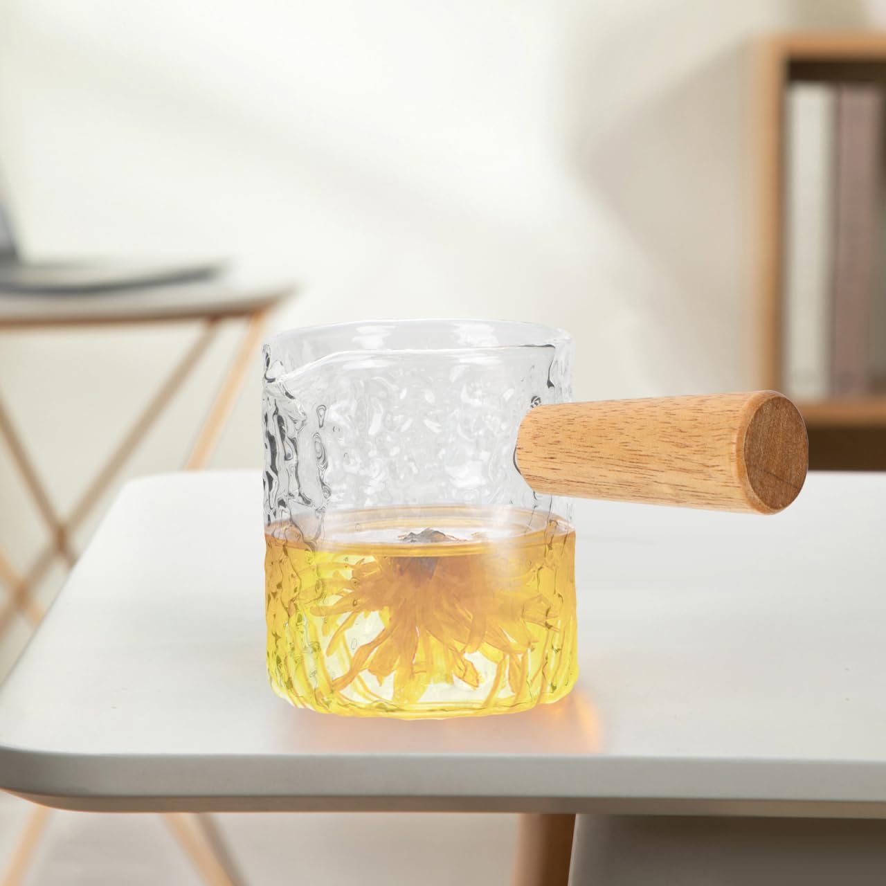 ULTECHNOVO Hammer Pattern Coffee Milk Pitcher Glass Creamer Pitcher with Handle for Espresso Frothing Milk Juice Syrup and Sauce Dispensing 3.93 X 2.36 X 2.36 in