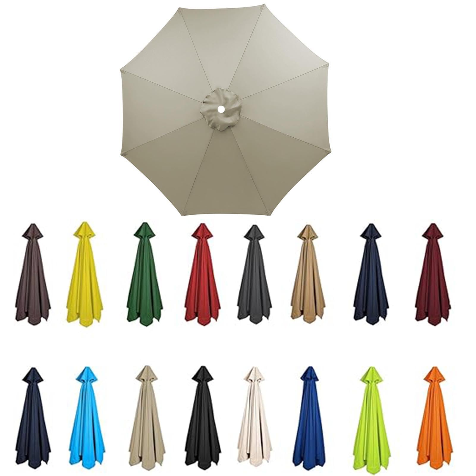 Blgvgklpnt Khaki B 2M-3.5M Replacement Parasol Canopy, Umbrella Replacement Fabric, Upf 50+ Garden Parasol Replacement Canopy, Outdoor Replacement Fabric, 6/8 Rib For Garden Umbrella (,6Ribs:3.0m/9.8Ft)