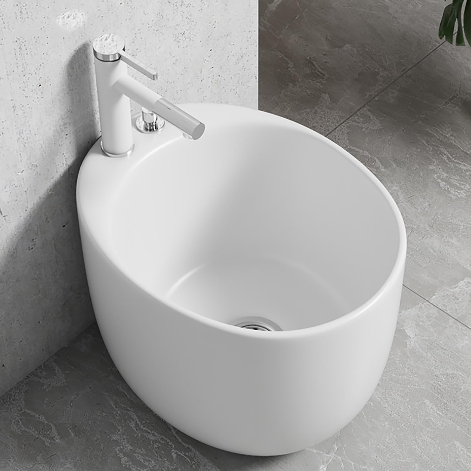 Wanna do Kąpieli Stóp Z Kranami Z Ciepłą I Zimną Wodą, Pedicure Foot Spa, Ceramiczna Wanna do Stóp(White)