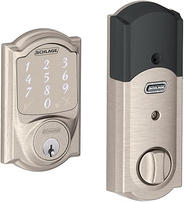 SCHLAGE BE479AA V CAM 619 Satin Nickel Sense Smart Deadbolt with Camelot Trim