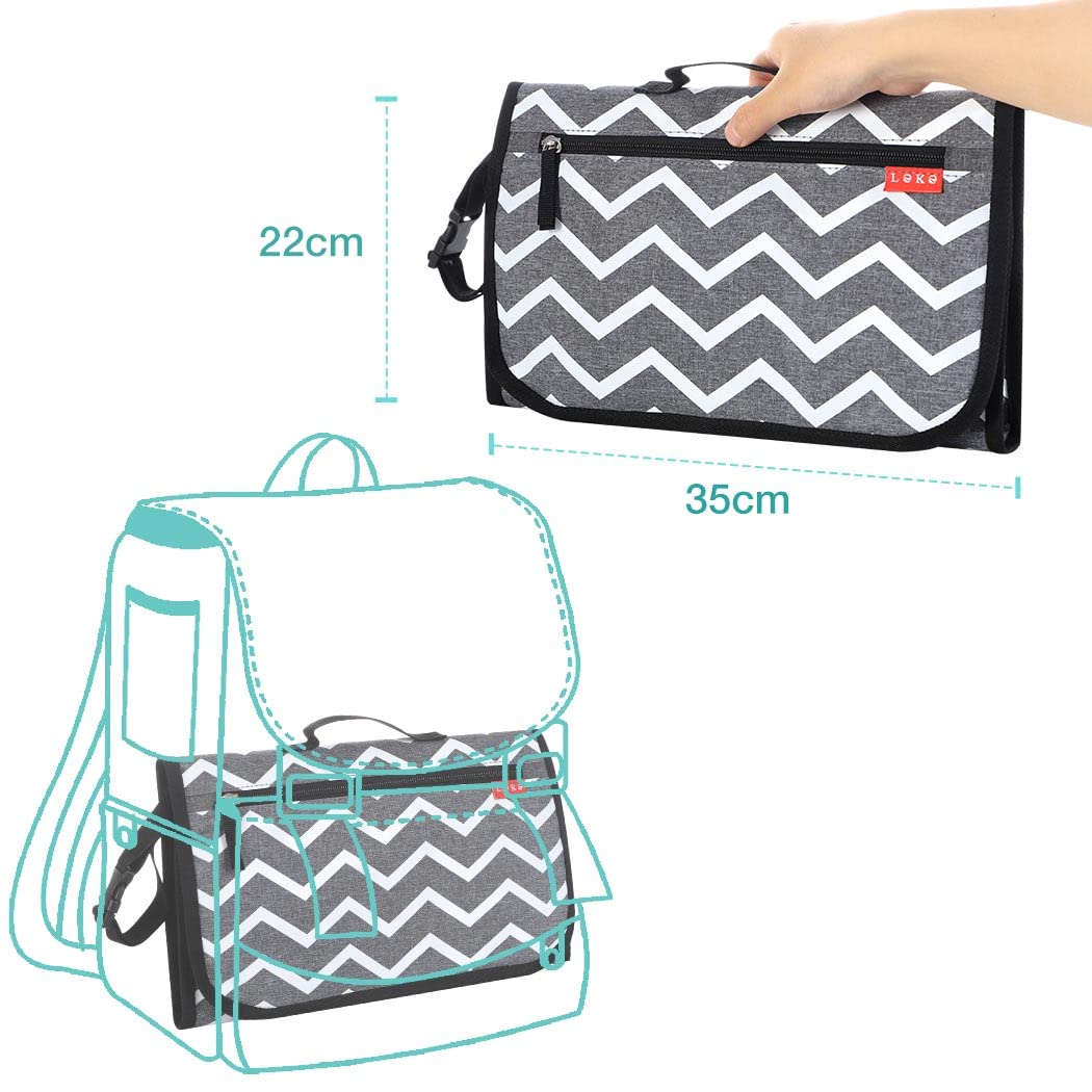 Lekebaby Fasciatoio Portatile Neonato – Fasciatoio Neonato Portatile Impermeabile e Imbottito per Viaggi e Outdoor, Fasciatoio da Viaggio Pratico con 3 Tasche, Comodo e Lavabile, Regali Neonato