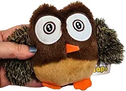 Brinquedo Pelúcia Pet Cachorro Pequeno Mordedor Cães Formato Coruja Tamanho 18 x 13 cm Apito Sonoro Alivia Stresse