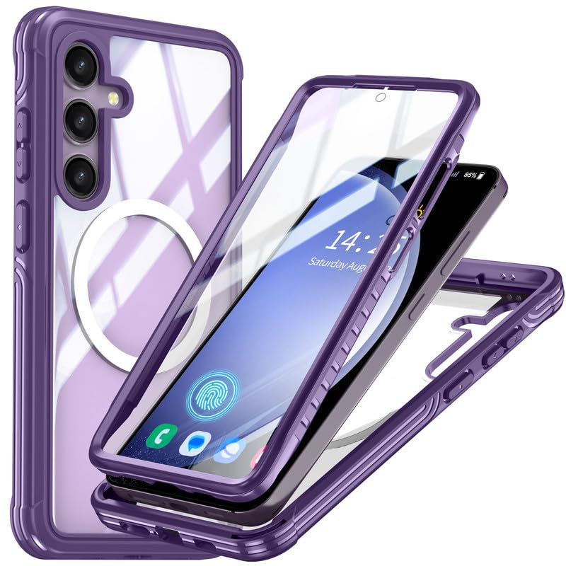 Image of LuxuryKase Shockproof Front & Back Cover for Samsung Galaxy S24 Plus with Full Body Protection | Strong Grip | Camera & Screen Guard | Wireless Charging Support | Durable TPU+PC Design - Purple