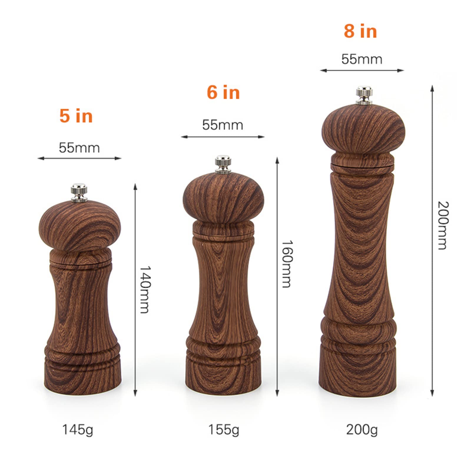 macinatori di Pepe, macinatori di Sale, Macina Sale e Pepe in Vetro Trasparente, granulometria Regolabile. Macina Pepe Nero in Ceramica