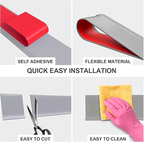 Miniatura 5 de Moldura flexible para zócalo, 4 pulgadas de ancho x 60 pies de largo, base de pared de vinilo autoadhesivo, base de pared de goma para despegar y