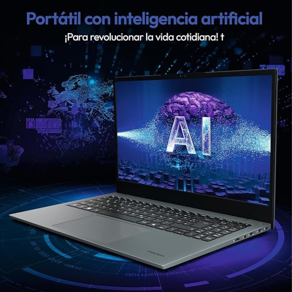 MEDION NOTEBOOK Elite E15443 MD62621 - Ordenador Portátil 15.6", Full HD, Intel Core™ Ultra 5, 16GB RAM, 512GB SSD, Sin GPU Dedicada, WiFi, Windows 11 Home, Plata