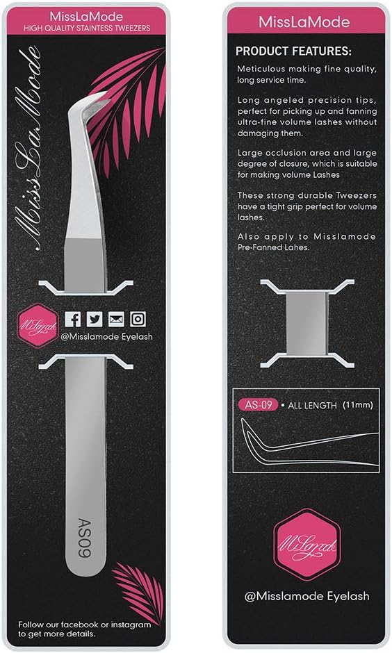 Eyelash Tweezers,Volume Tweezers Eyelash Extension,Volume Lash Tweezers,Volum Lash Extension Supplies Tweezers AS09 For Professional Precision Stainless Steel