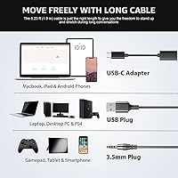 Vista 6 de Wantek Auriculares USB con micrófono para PC, computadora portátil con botón de respuesta de llamadas para equipos MS y teléfonos IP, diseño ligero