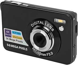 – Dpofirs 2.7in Digital Camera 4K, 56Mp HD DSLR Camera, 20X Zoom Autofocus Portable Vlogging Camera for Girls Boys Teenagers (Black)