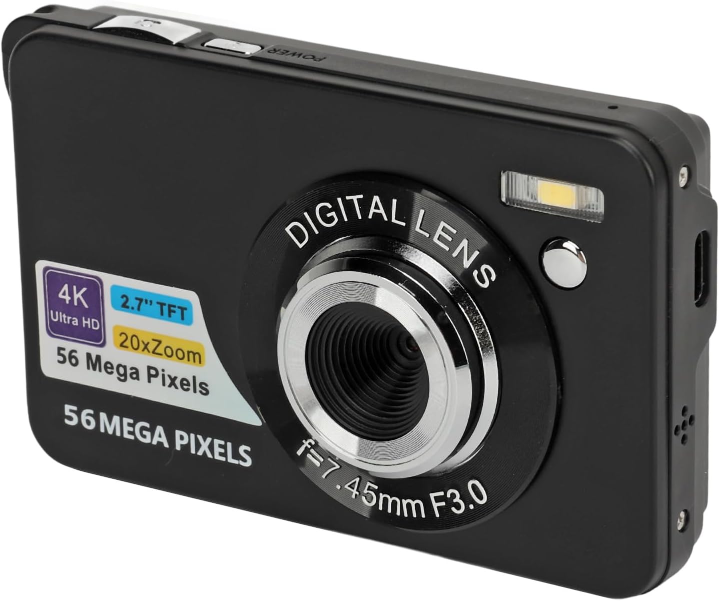 Dpofirs 2.7in Digital Camera 4K, 56Mp HD DSLR Camera, 20X Zoom Autofocus Portable Vlogging Camera for Girls Boys Teenagers (Black)