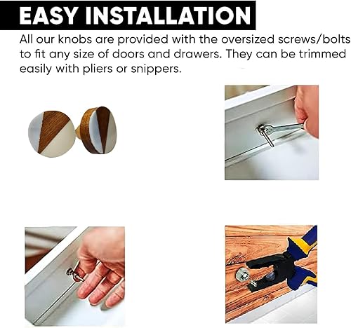 Miniatura 5 de Perilla Home Juego de 6 pomos de madera decorativos para el hogar, gabinetes de cocina, armario, puerta, aparador, armario y tiradores de cajón