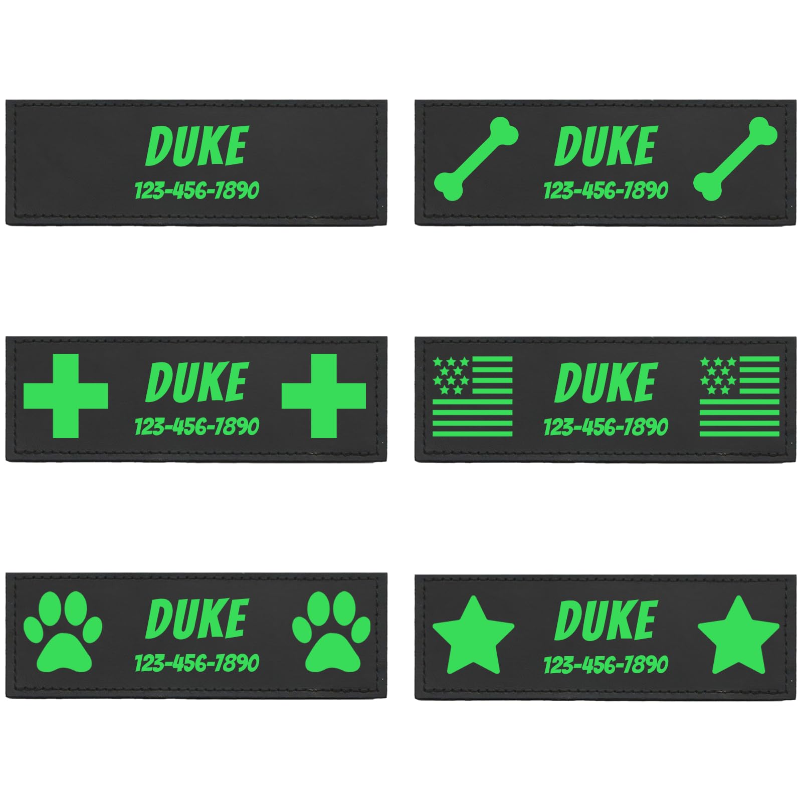 Customised Patches for Dog Harness - Vibrant Personalised Name Dog Patches for Harness - Bespoke Name Tag for K9 Tactical Vest (Green, Small (4.3 * 1.2 Inches))