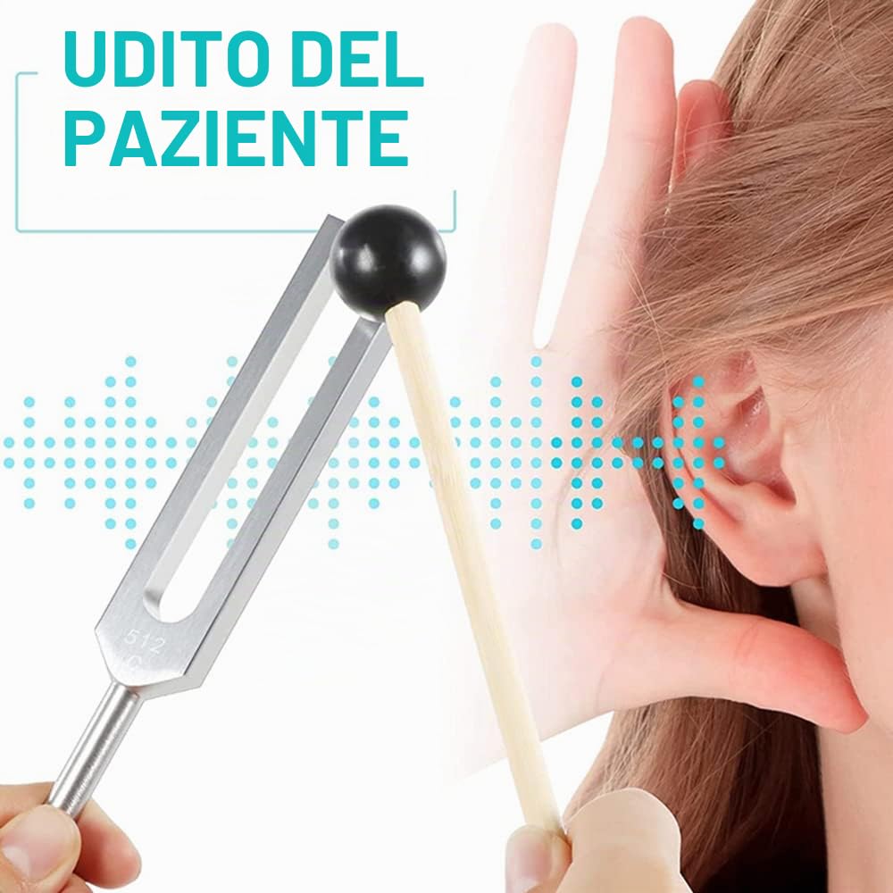 Diapason Neurologico,Set di 10 pezzi con base + 2 martelli in silicone e panno per la pulizia, diapason ideale per la guarigione dei chakra, la guarigione del suono e l'antistress.