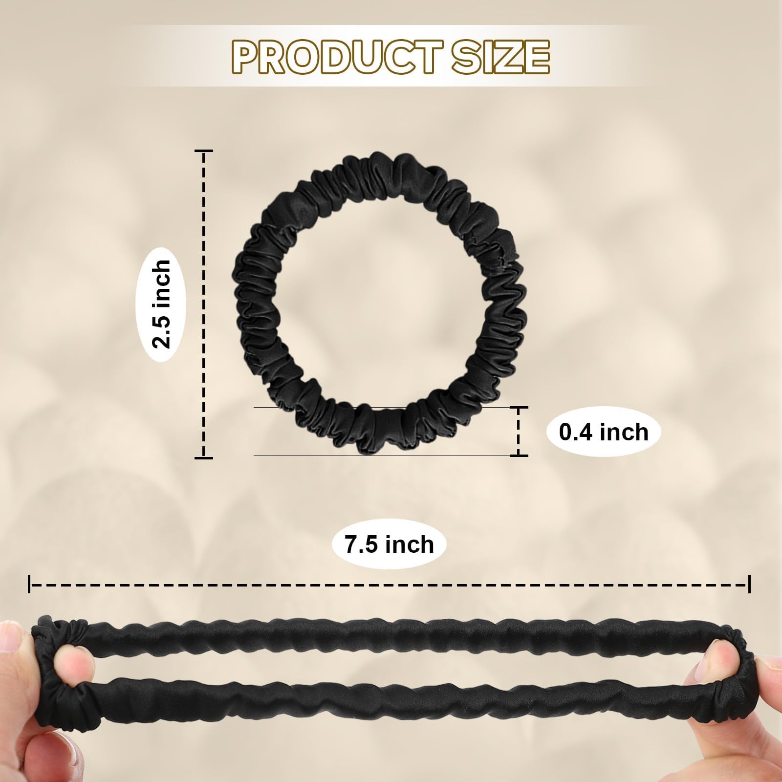 Mulberry Silk Scrunchies for Women 4 PACK, Silk Hair Ties Non Slip, Black Small Thin Silk Scrunchies - Image 3