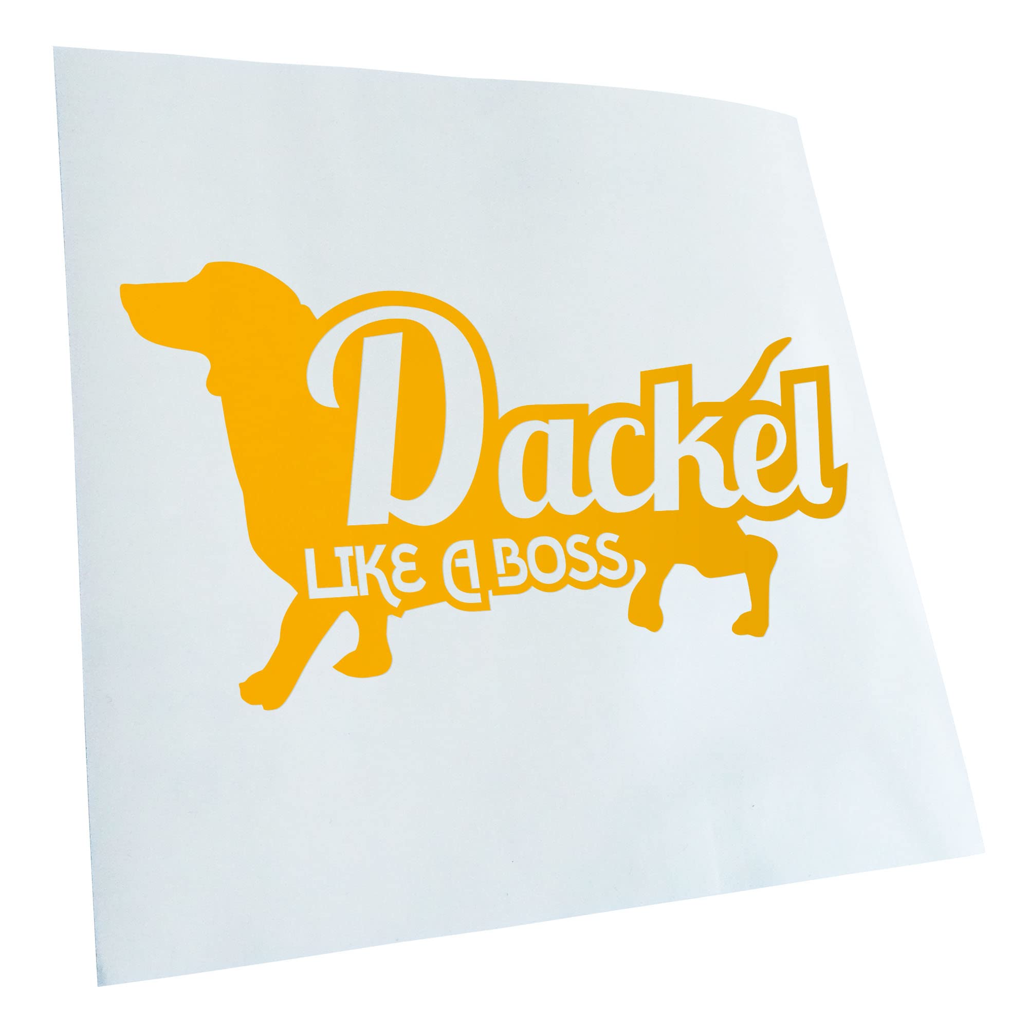 Kiwistar - Car Sticker - Yellow - 60 x 33 cm Dachshund Like a Boss Dachshund - Rear Window Car Sticker Weatherproof for Car Truck Moped Truck - Sticker Exterior Self-Adhesive Tuning Accessories for