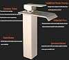 Bathroom Vessel Faucet Brushed Nickel One Hole Bowl of Sink Faucet Waterfall Tall Single Handle Bathroom Faucets with Drain Assembly Modern Vanity Lavatory Deck Mount Supply Lines Hose