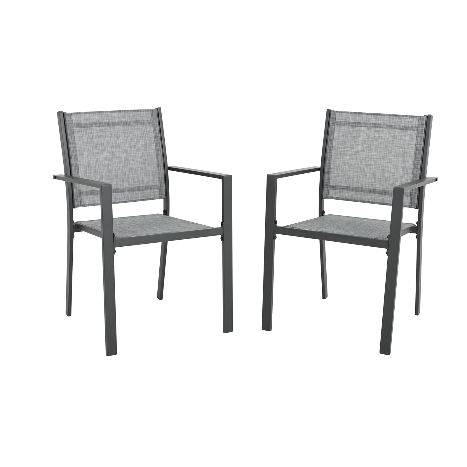 Olaterior Patio Dining Chairs, All-Weather High-Resilience Textilene Outdoor Dining Chair Set of 2, Heavy-Duty Stackable Minimalist Outdoor Chairs
