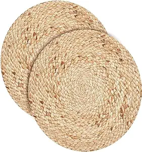 Legacy Jute Placemats 35 cm Round - Dining Table, Bed Side/Centre Table/Shelves -Natural/Beige - 2 Piece