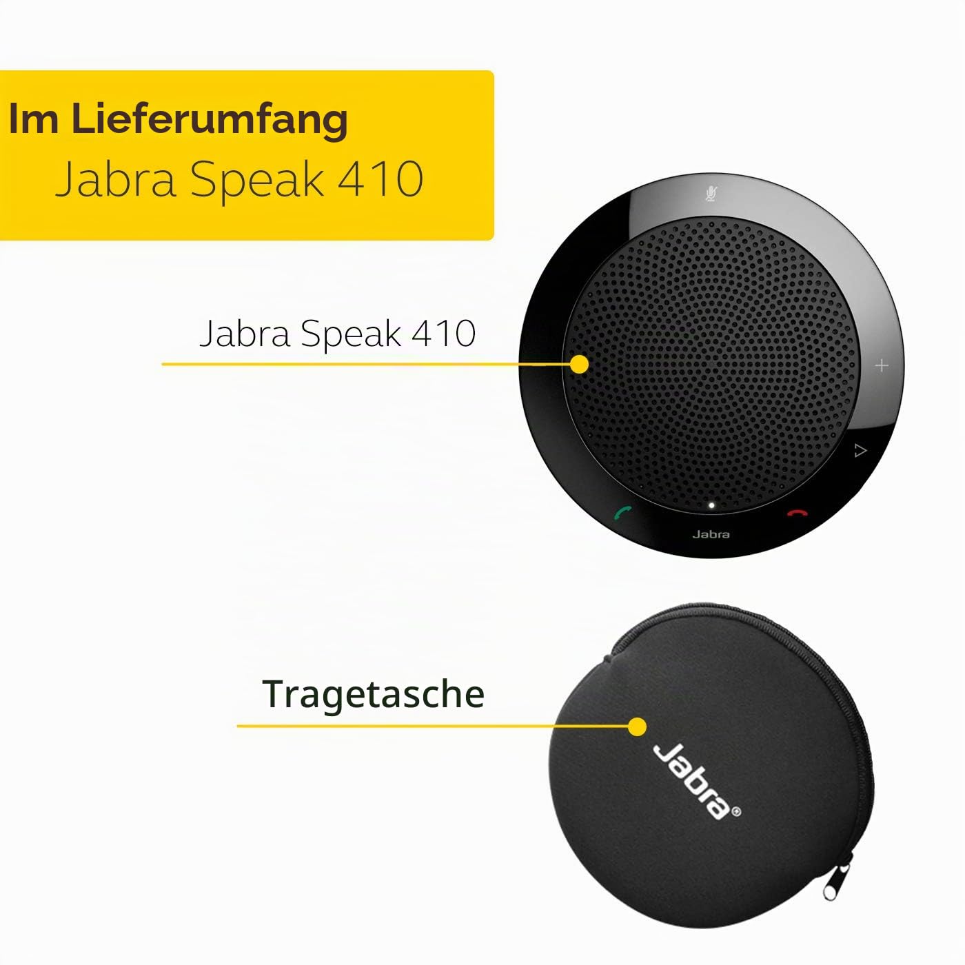Jabra 7410-109 Speak 410 Konferenzlautsprecher – Microsoft zertifizierter tragbarer Lautsprecher mit USB-Anschluss – Plug-and-Play Installation