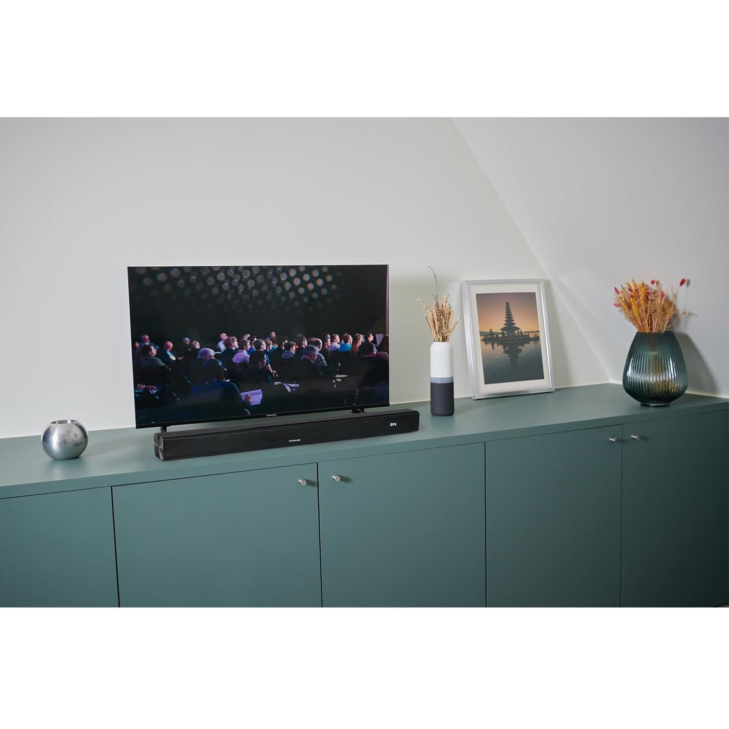 THOMSON SB180BT Soundbar - 120W de Potencia Musical Total - Bluetooth 5.3 - Entrada Óptica y AUX - Reproducción USB - Pantalla Digital - Montaje en Pared - Control Remoto - Ajustes de Agudos y Bajos