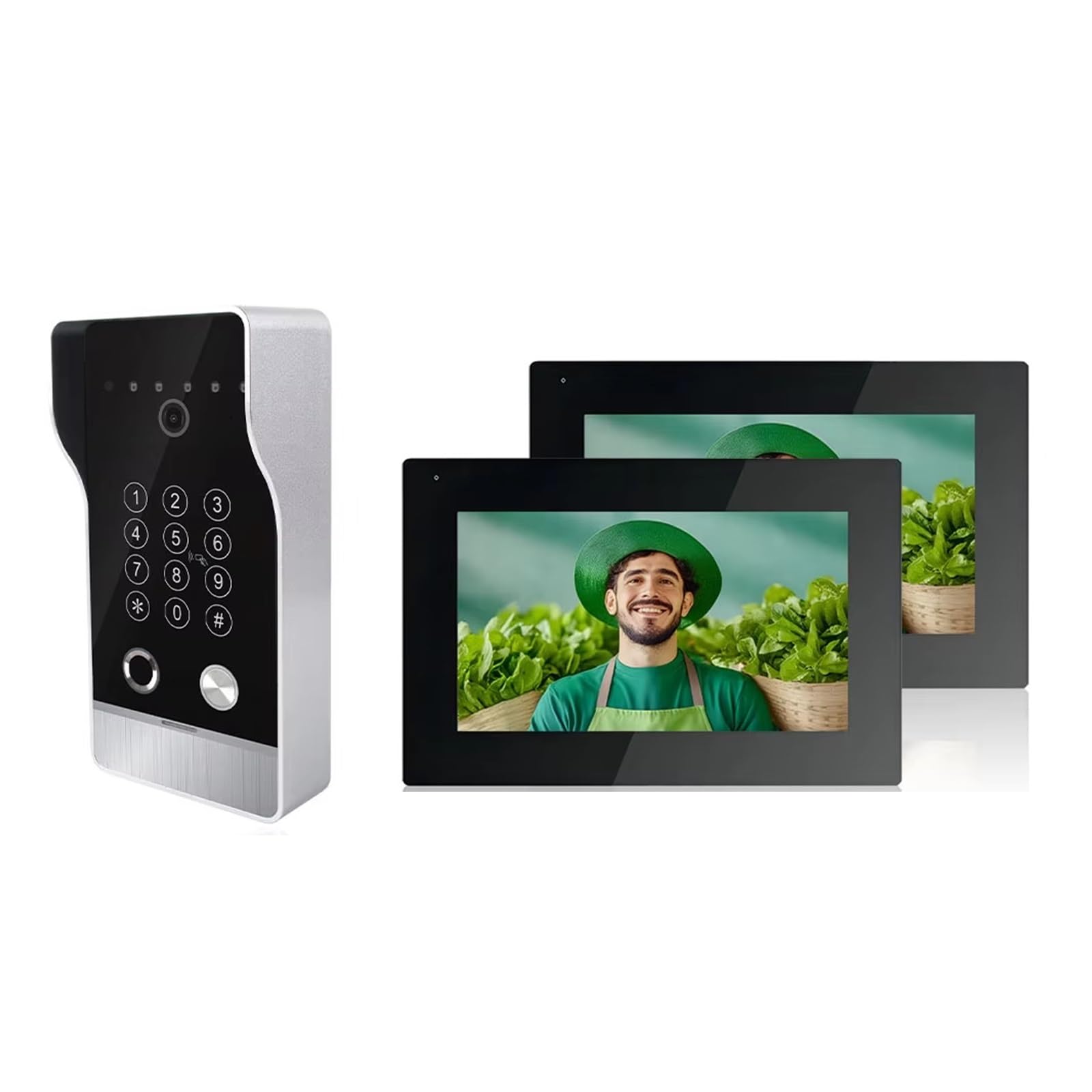 Tuya inteligentny wideodomofon 5 w 1 odblokowuje wysokość 1080p (7 cali B 1v2 czarny)