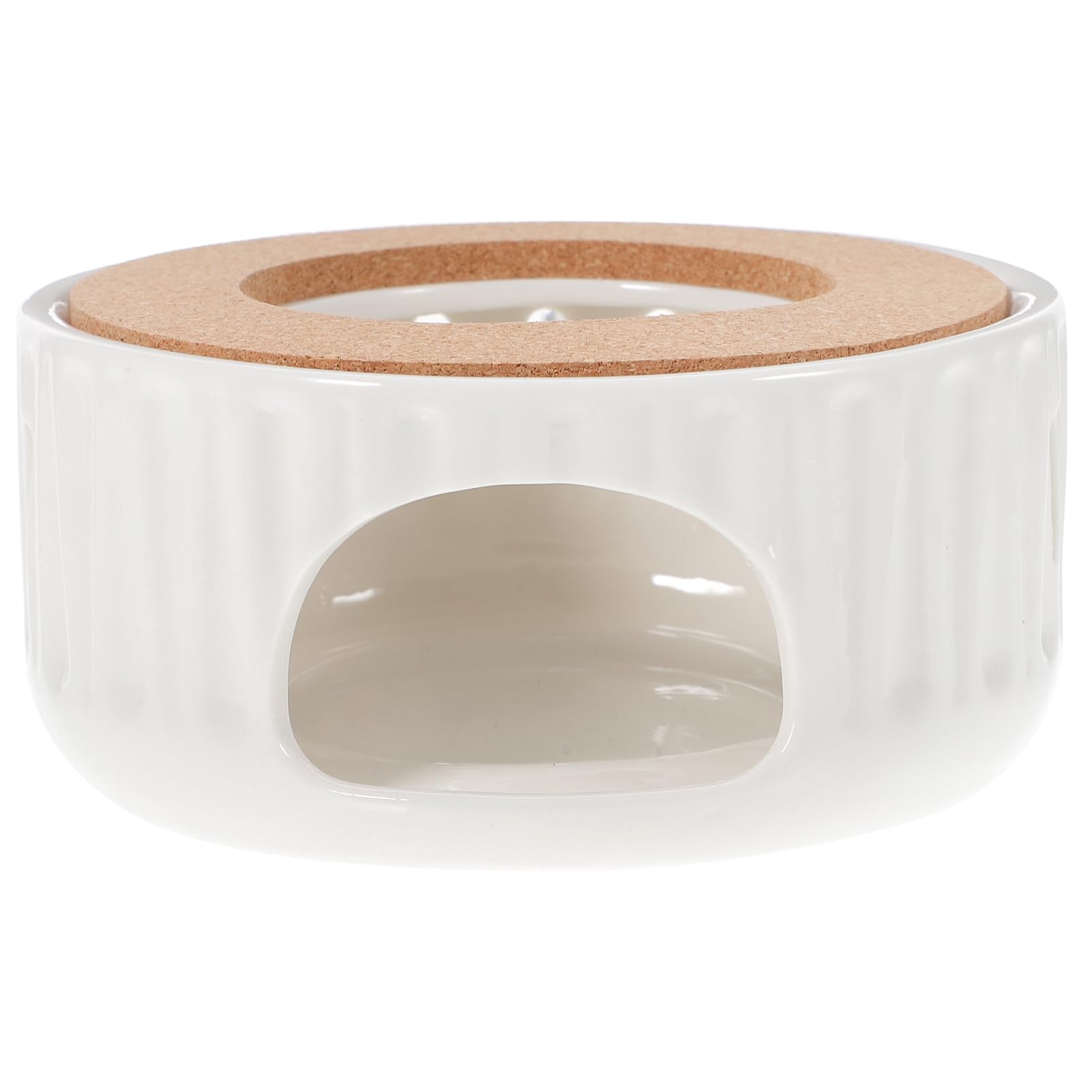 OUNONA Ceramic Teapot Warmer Base Hollow Design Tea Heating Device for Living Office Tea House Stylish Candle Holder for Loose Leaf Blooming Tea Great Present Choice