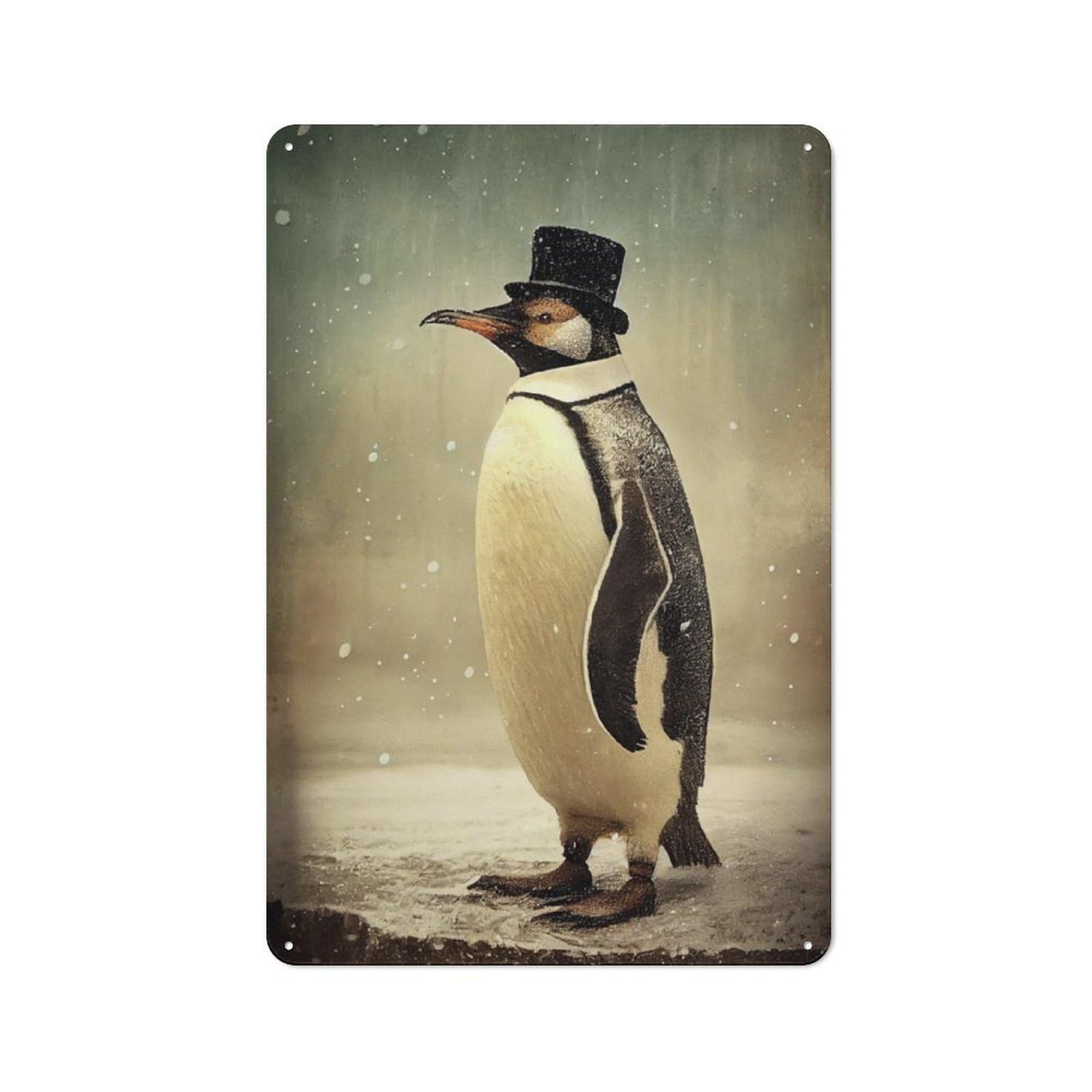 Junmoney Penguin Retro Tin Sign 30X20cm With For Pub Or Café, Retro-Style Decor, Suited To Café Interior Fans