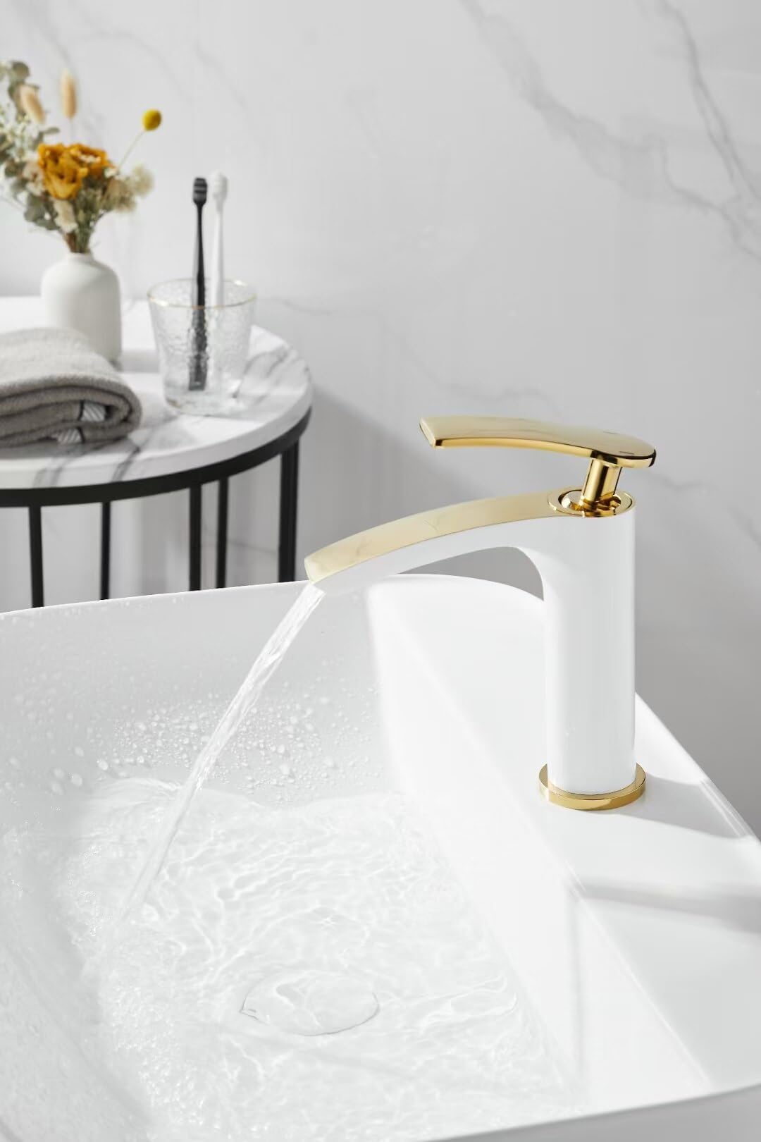 Mitigeur de lavabo salle de bain mitigeur eau chaude et froide robinet bassin laiton