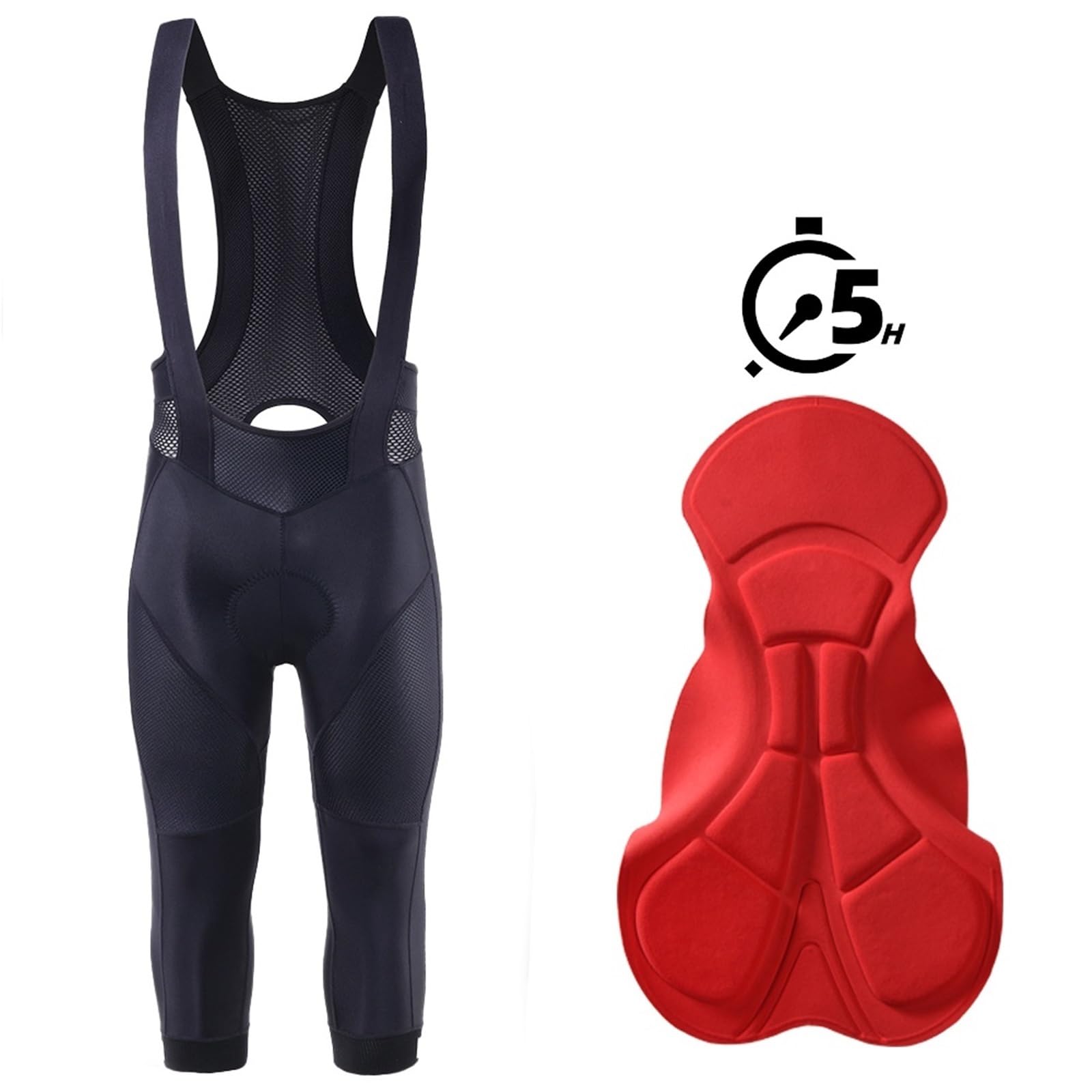 Salopette Ciclismo Pantaloncini da ciclismo da uomo Pantaloni 3/4 Pantaloncini da ciclista da strada Pro Pantaloncini con bretelle Calzamaglia da bicicletta imbottita Bavaglino da moto con interfaccia