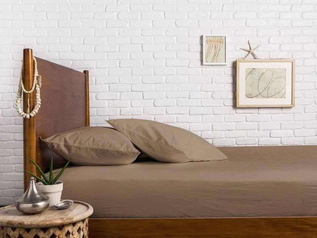 Ropa De Cama 1000 Thread Count 100% Egyption Cotton Super Soft Flat Bed Sheet, UK Double Flat Sheet - Taupe - Image 2