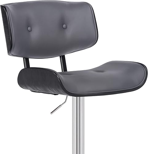 Miniatura 38 de Armen Living Brooklyn Taburete giratorio ajustable de piel sintética negra y madera negra con base negra Negro/Negro,Crema/Negro,Gris /