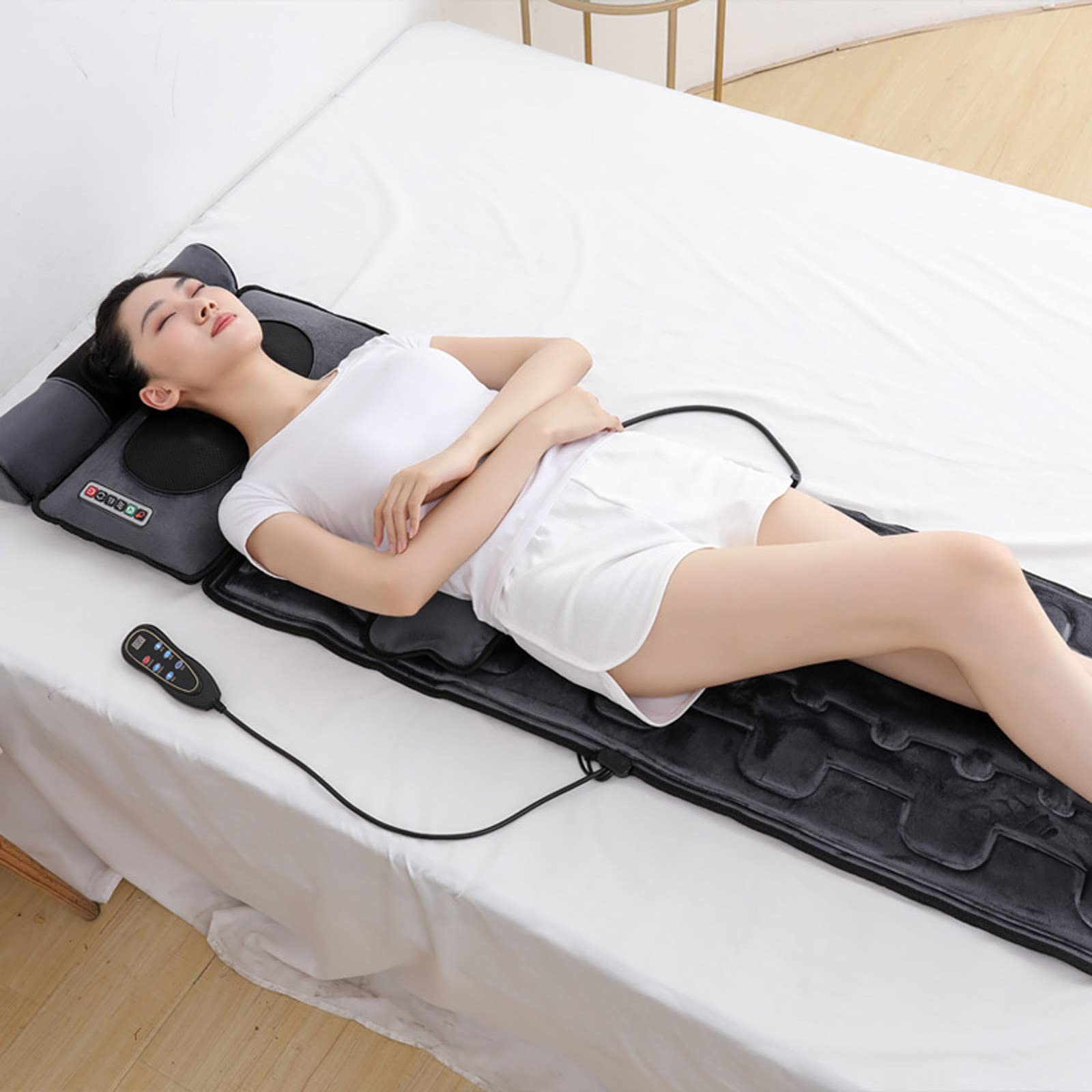 Comfier Materassino Massaggiante con Calore, Shiatsu per Schiena con 20 Motori a Vibrazione, Cuscino Massaggiatore Shiatsu per Letto, per Collo e Schiena, Cortexgrinding