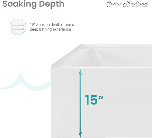 Vista 183 de Swiss Madison Well Made Forever SM-AB540MB Voltaire - Bañera de alcoba con faldón, 60 x 30 pulgadas, negro mate Mate negro