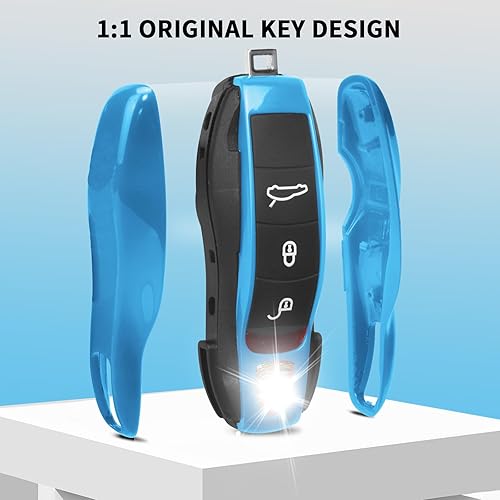 Miniatura 10 de QBUC Funda para llavero Porsche, 3 piezas pintadas compatibles con Porsche Cayenne Panamera Macan 911 Boxter Cayman (gris plateado)