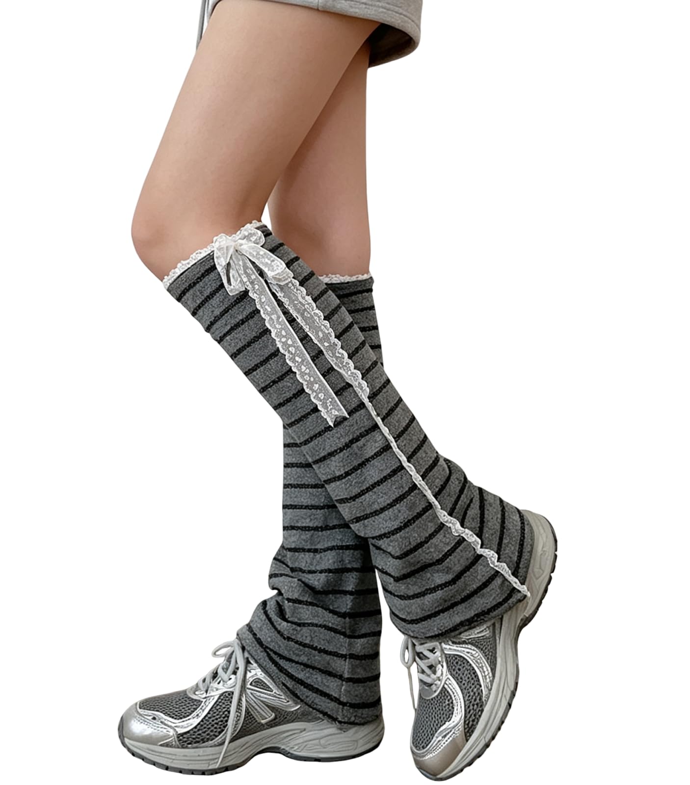 SherryDC Womens Y2k Knit Leg Warmers Harajuku Japanese Long Boot Socks Kawaii Lolita Winter Leg Cover