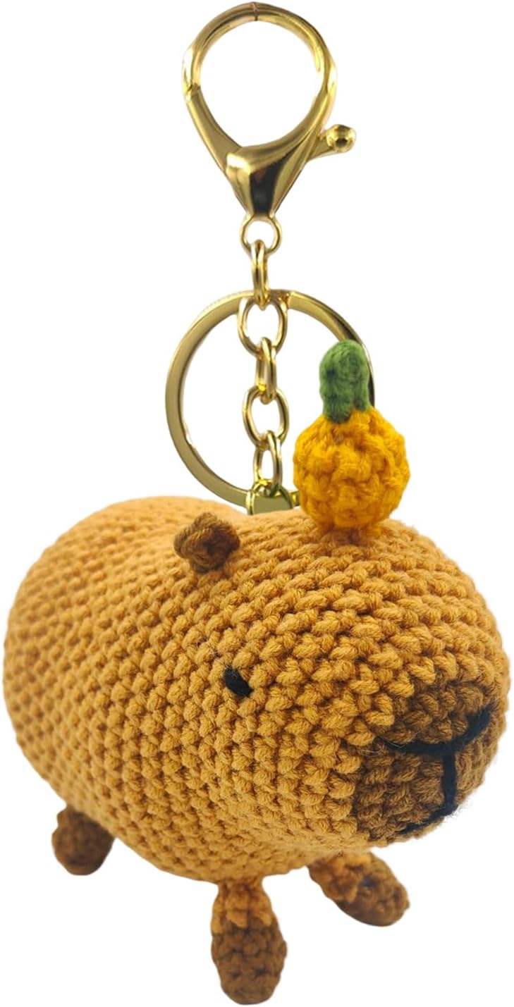 CHEZBABY Handmade Crochet Cute Bag Charm Key Chain Car Keyring Handbag Cute Purse Charm Pendant for Man and Women
