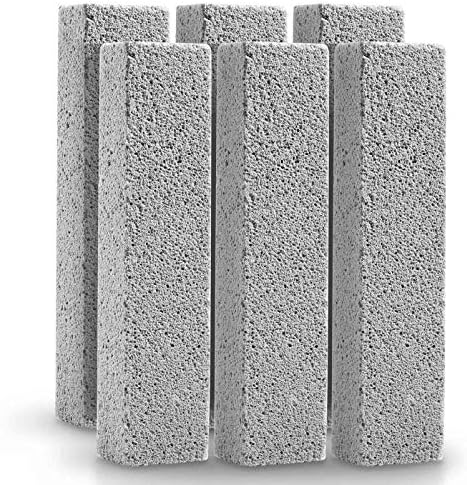 6 Pack Pumice Stone for Toilet Bowl Cleaning, Scouring Stick Remove Toilet Bowl Hard Water Rings, Calcium Buildup and Rust Suitable for Cleaning Toilet, Bathroom, Kitchen Sink, Grill（Gray