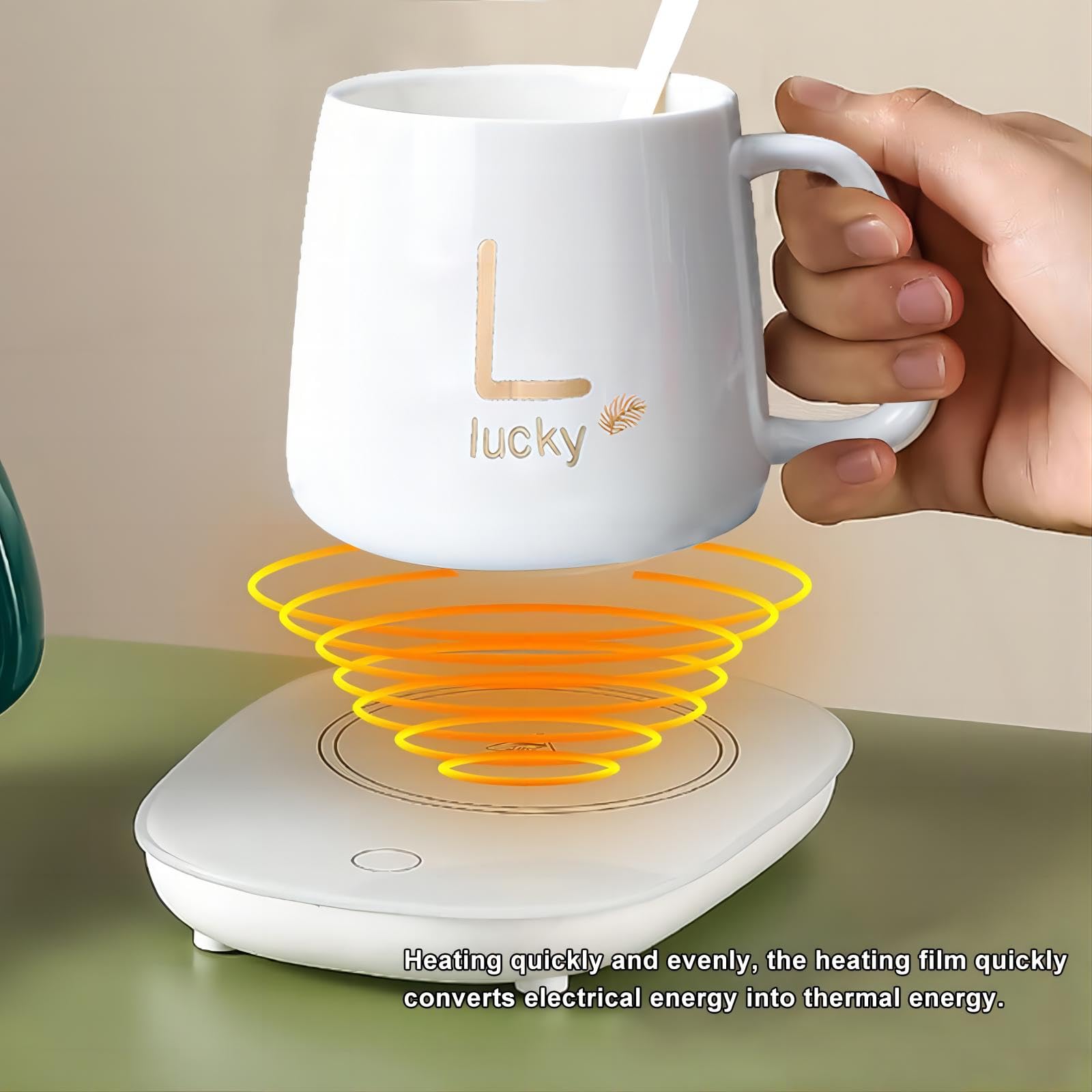 Scalda-tazze da caffè, scalda-caffè per scrivania, spegnimento automatico, adatto per riscaldare latte, cioccolato, candele, bianco