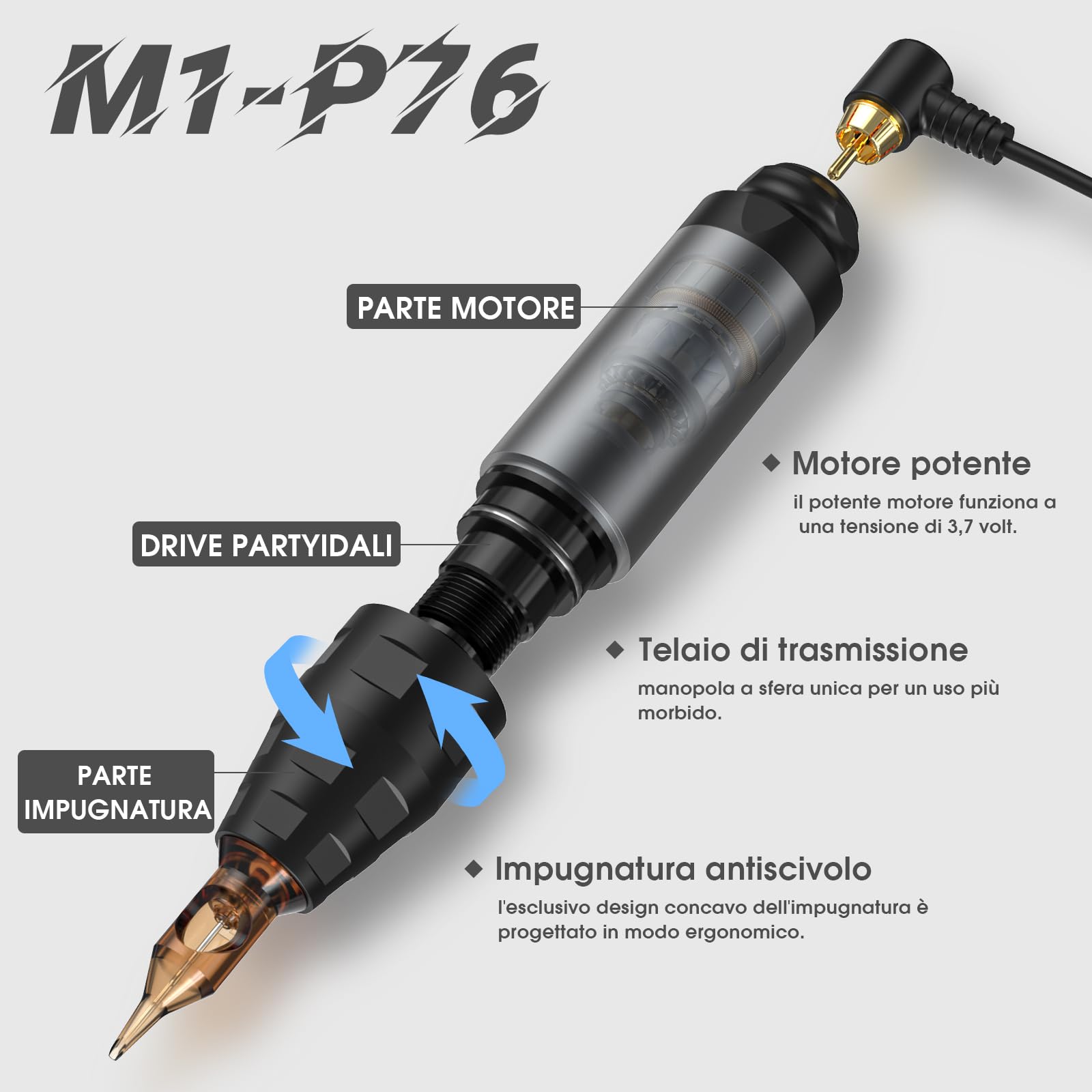 Kit RHEIN Cordless Tattoo con Batteria 1600 mAh - Dettaglio