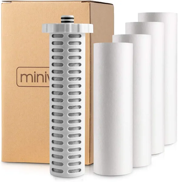 Miniwell Shower Filter 720-Plus with replaceable cartridges, shower head filter with Double Filters, remove 99% chlorine (z-Replacement-4+1 Filters)