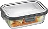 GEFU MILO fresh holding container - Smart lunch box with fresh and storage control with application, glass with silicone seal and click lock, food container, container box, 600ml, rectangular