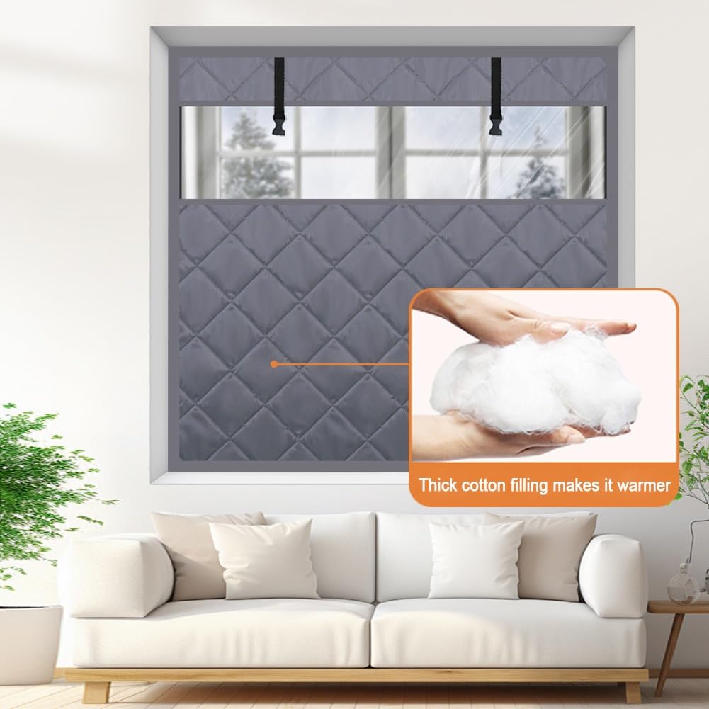 Kit di isolamento termico visibile per finestre per l'inverno, copertura isolante in tessuto Oxford impermeabile, tenda per tenere al caldo con strato di cotone