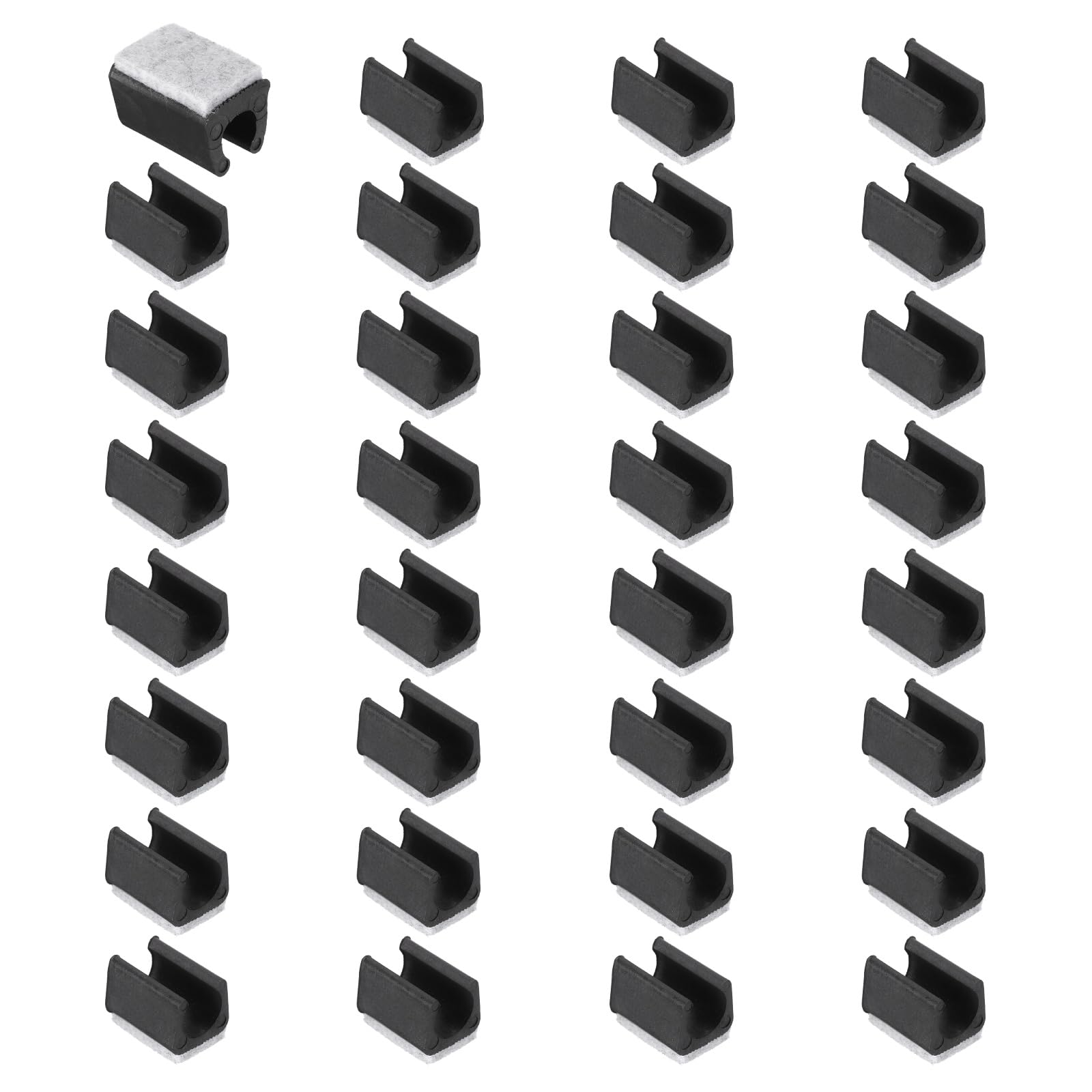 sourcing map 32 Pcs Rectangle U Shaped Chair Leg Caps with Felt Pads, Fit 14mm Dia Tubular Legs, Slide Smoothly Furniture Feet Protectors No Scratches No Noise for Hardwood Floors, Black