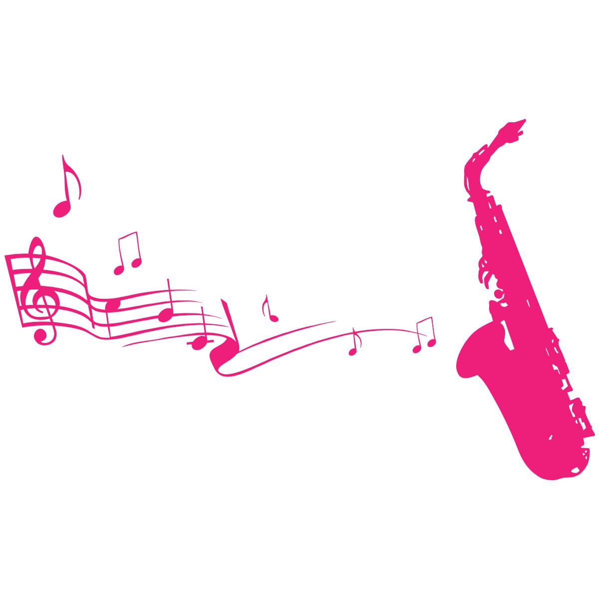 Wandtattoo Saxophon mit Musiknoten 125 x 75 cm pink - erhältlich in 33 Farben