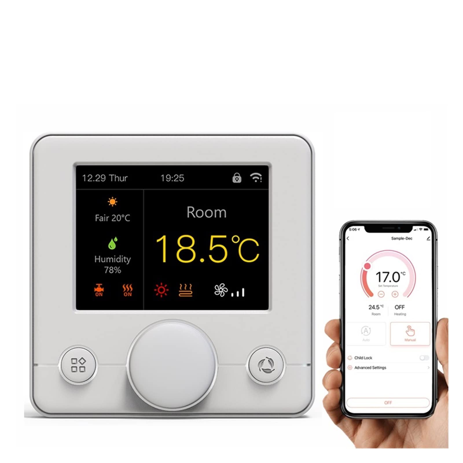 Czujnik termometru, Tuya Smart Thermostat WIFI Kontroler temperatury do podgrzewania wody/gazu Kolorowy ekran bezprzewodowy(Floor Heating)