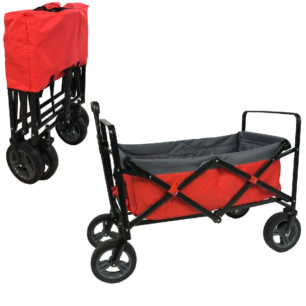 Chariot de manutention pliable remorque de jardin multi-usage rouge gris