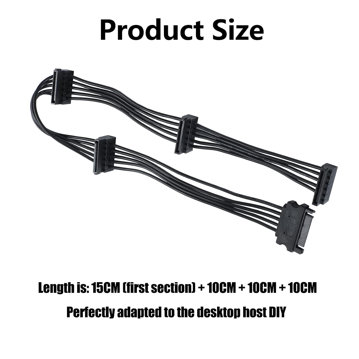 SATA Power Splitter Cable, 15 Pin to 4 SATA Power Splitter - 45cm/18in for HDD/SSD/Optical Drives