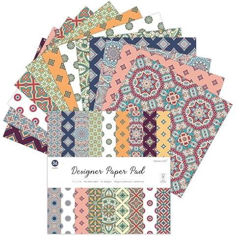 Desecraft Mandala 12x12 Double Sided Scrapbooking Cardstock Decorative Paper - for Card Making Journaling Origami Scrapbook Paper Scrapbook Materials Supplies Cover